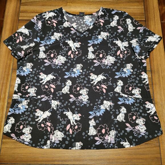 Disney's 101 Dalmatians Black Scrub Top - Size 2XL - Picture 1 of 5